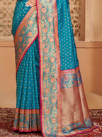 Shree Shyam Fashion Silk Blend Blue Saree | Grocsy