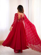 Teeya Creation New Trendy Stylish Elegant Finish With Full Flair Pink Gown Set | Grocsy