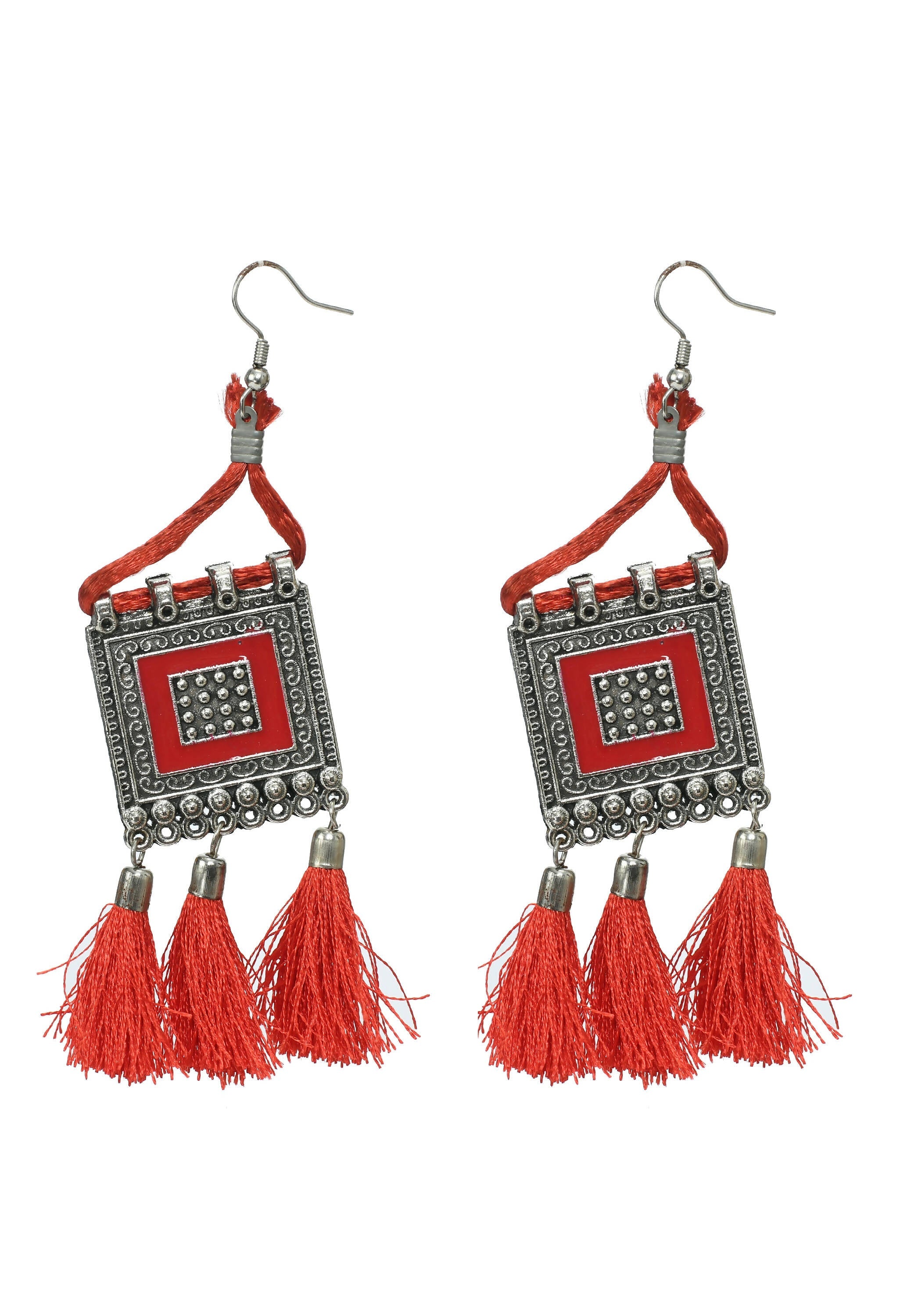 Mominos Fashion Johar Kamal Oxidised Silver-Plated Brass Finish Tassel Work Handicraft Choker For Women (Multi) | Grocsy
