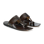 Stepsoft Men'S Brown Kolhapuri Chappal | Cutwork Leather Ethnic Slip-On Footwear | Grocsy
