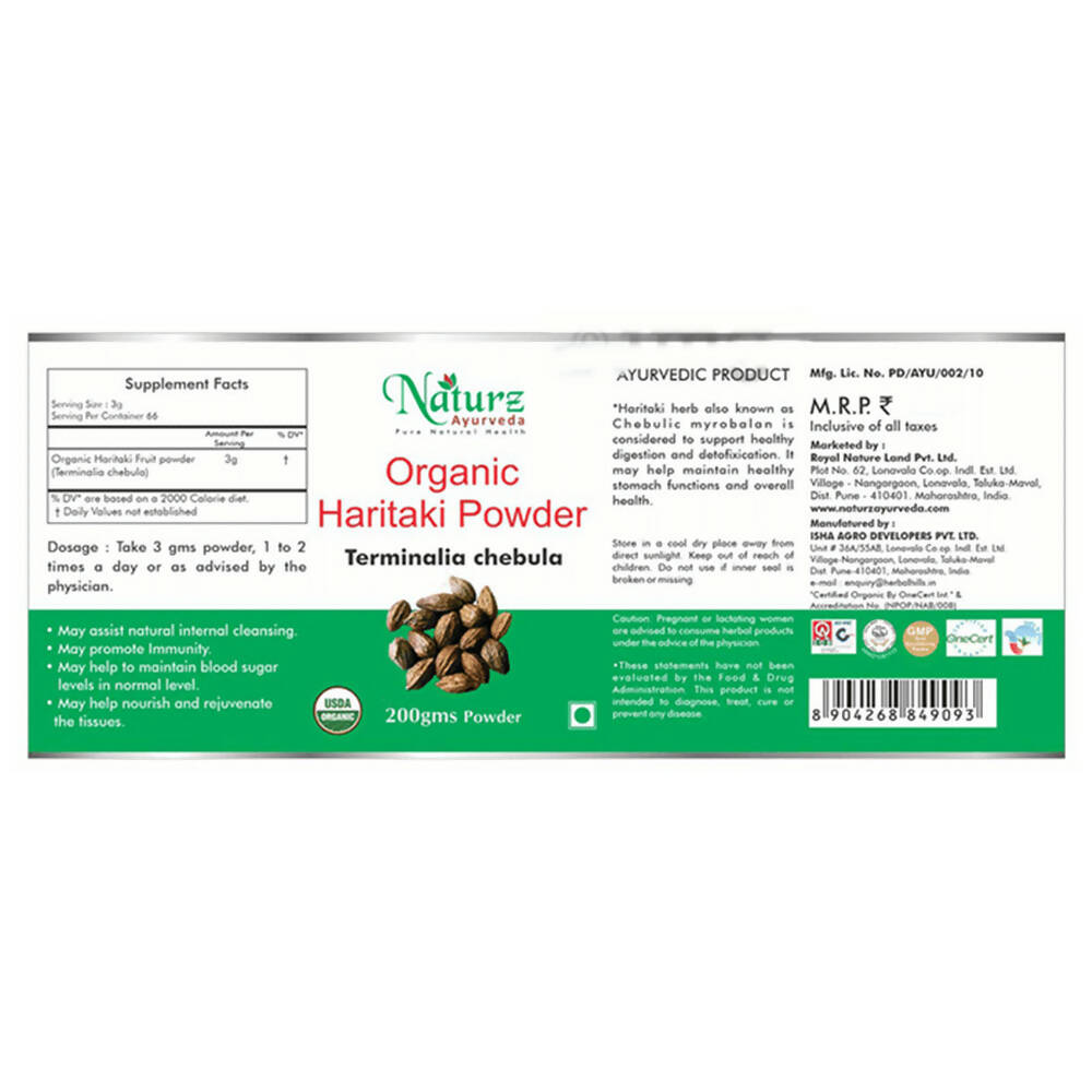 Naturz Ayurveda Organic Haritaki Powder | Grocsy