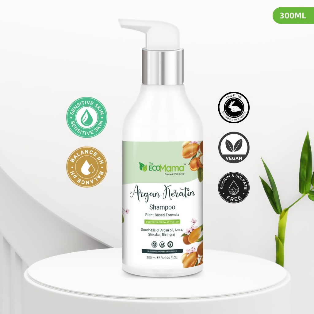 The Eco Mama Argan Keratin Shampoo With Amla Oil, Bhringraj Oil, and Vitamin E | Grocsy
