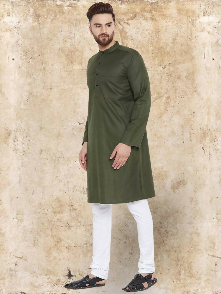 Even Apparels Pure Cotton Green Kurta - Green | Grocsy