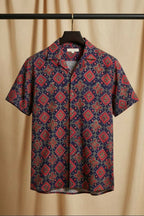 Solace — Red Ajrakh Cotton Shirt by Hilo Design | Grocsy