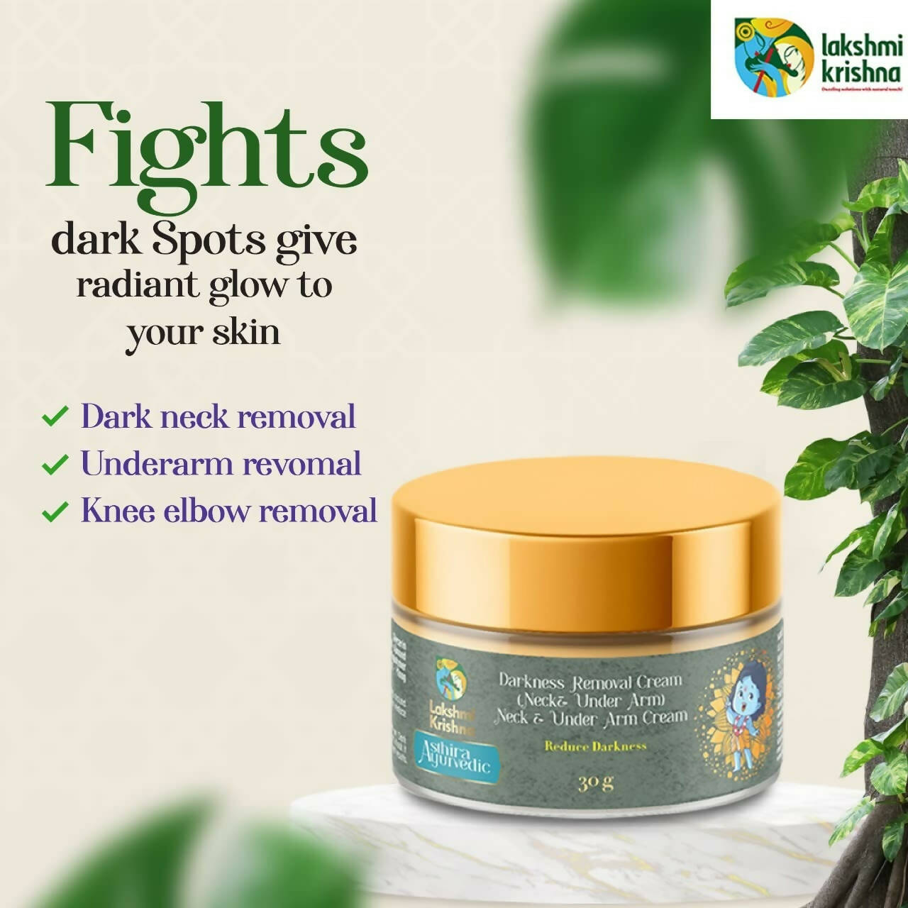 Lakshmi Krishna Naturals Darkness Removal Cream (Neck and Underarm) | Grocsy