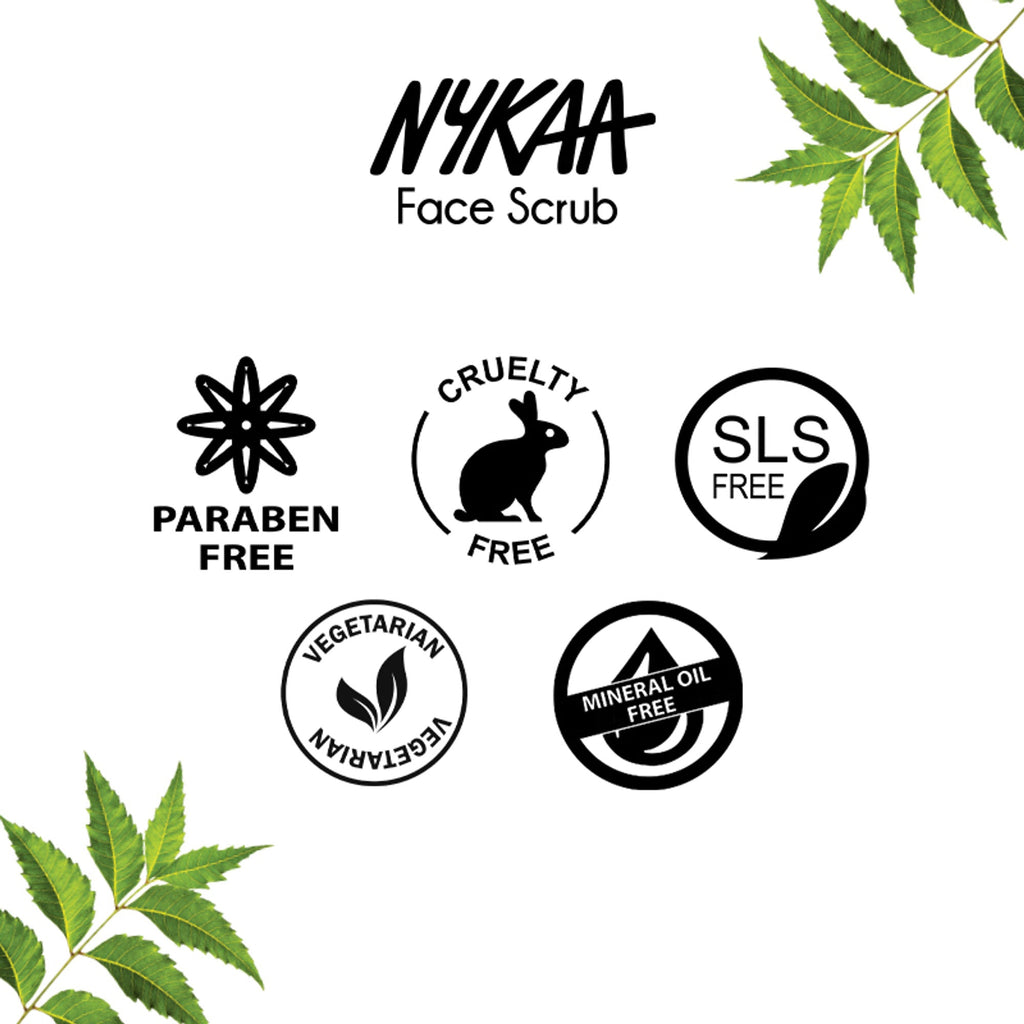 Nykaa Naturals Tea Tree & Neem Detox Face Scrub For Purifying, Acne Control & Clear Skin Glow - Tea Tree & Neem | Grocsy