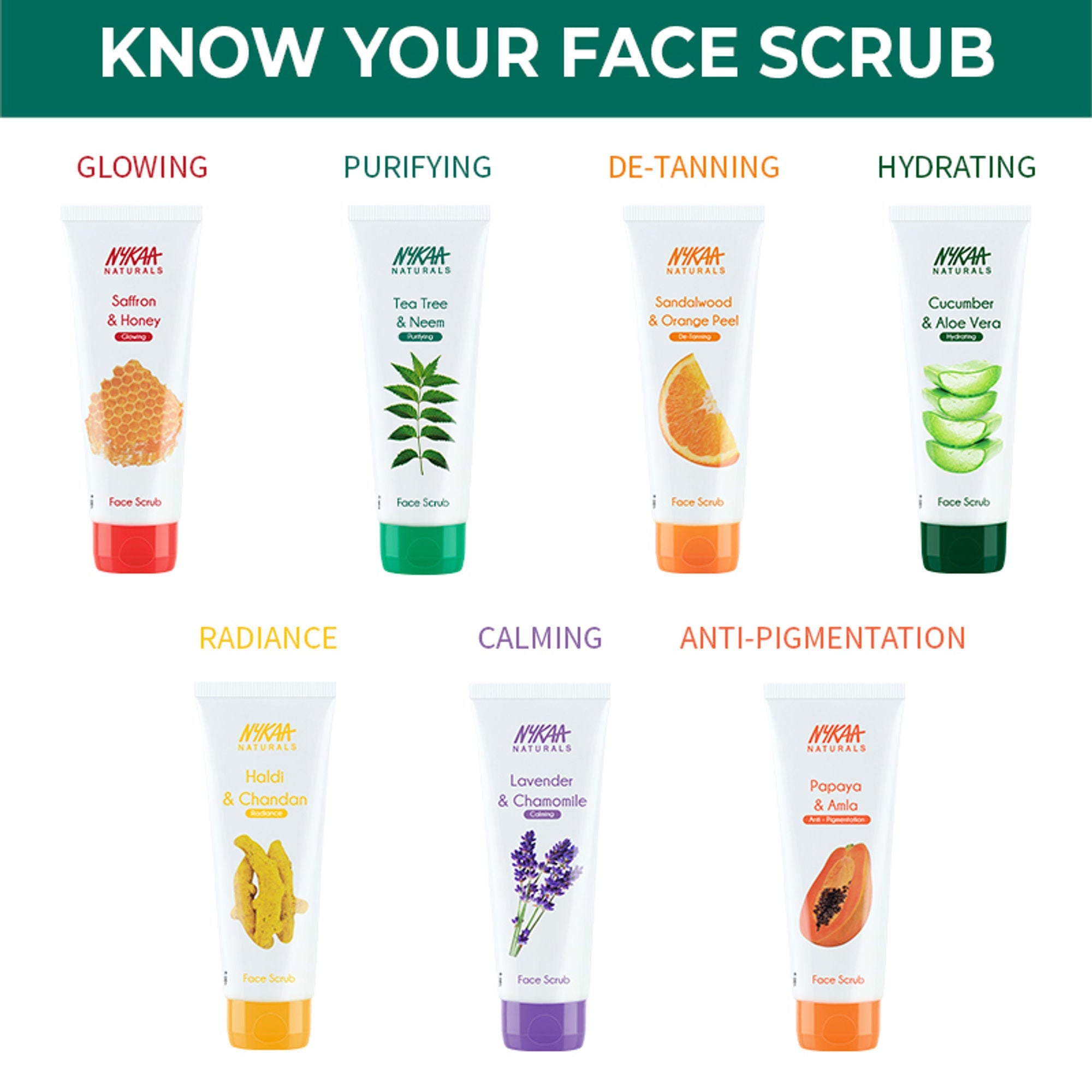 Nykaa Naturals Tea Tree & Neem Detox Face Scrub For Purifying, Acne Control & Clear Skin Glow - Tea Tree & Neem | Grocsy