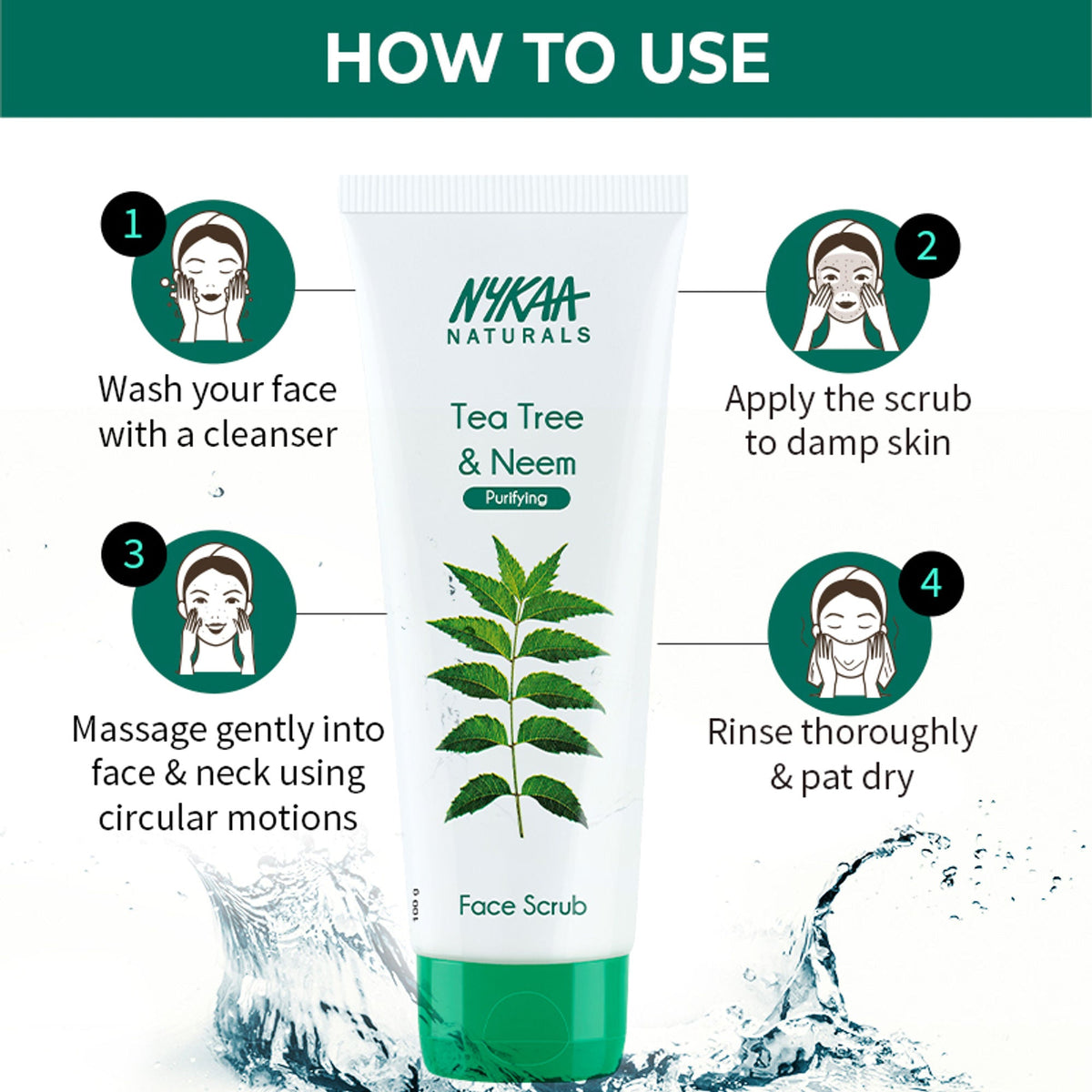 Nykaa Naturals Tea Tree & Neem Detox Face Scrub For Purifying, Acne Control & Clear Skin Glow - Tea Tree & Neem | Grocsy