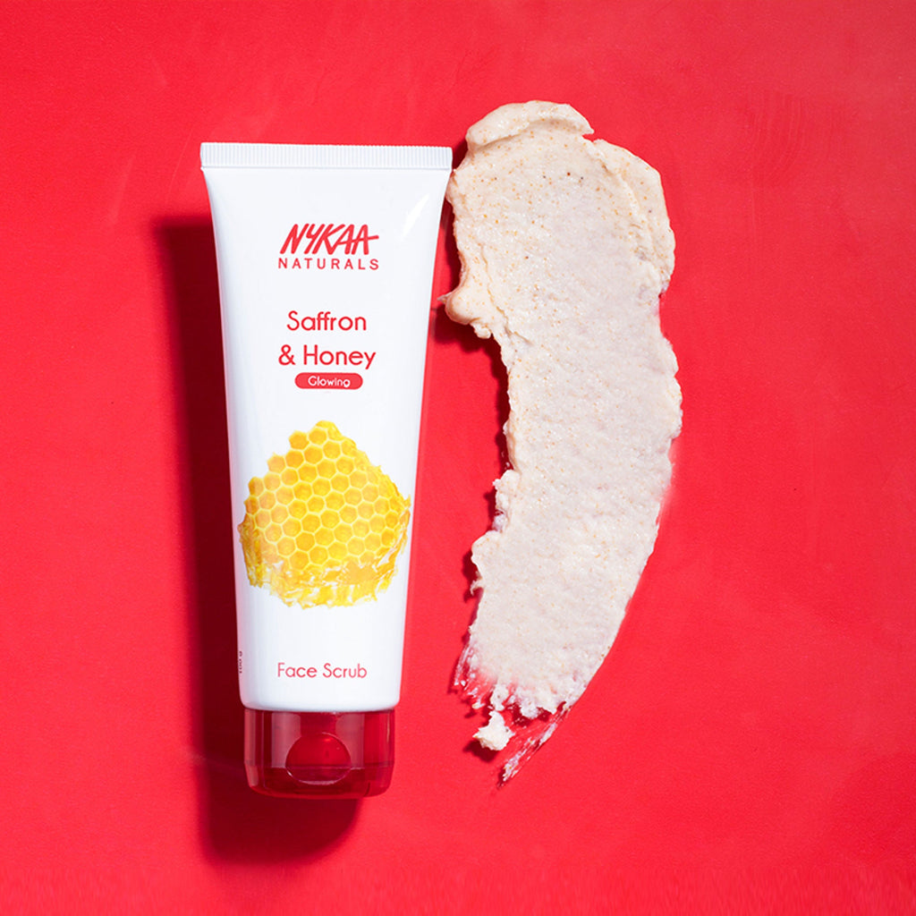 Nykaa Naturals Tea Tree & Neem Detox Face Scrub For Purifying, Acne Control & Clear Skin Glow - Saffron & Honey | Grocsy