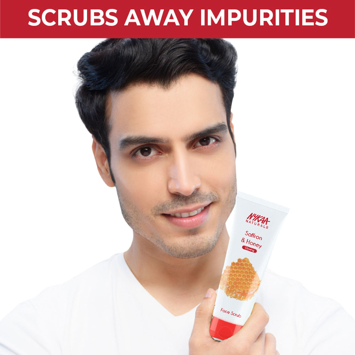 Nykaa Naturals Tea Tree & Neem Detox Face Scrub For Purifying, Acne Control & Clear Skin Glow - Saffron & Honey | Grocsy