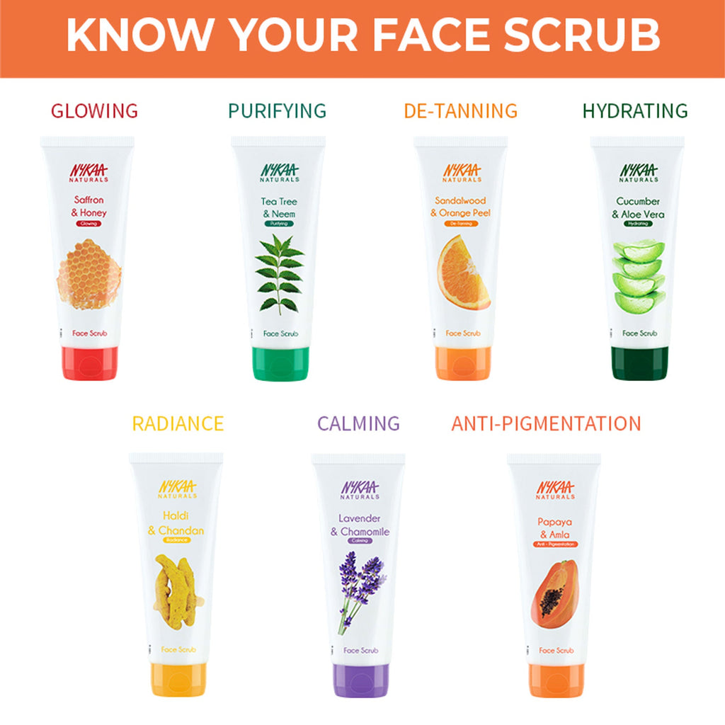 Nykaa Naturals Tea Tree & Neem Detox Face Scrub For Purifying, Acne Control & Clear Skin Glow - Papaya & Amla | Grocsy