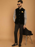 Even Apparels Nehru Jacket With Welt Pockets - Black | Grocsy