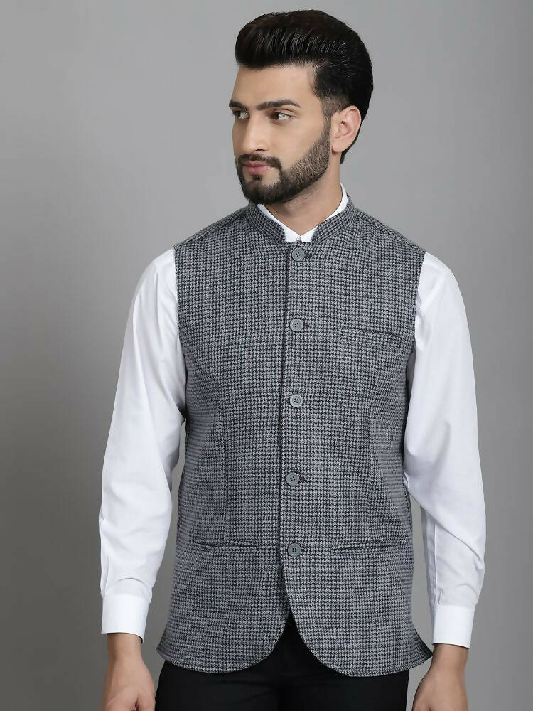 Even Apparels Nehru Jacket With Welt Pockets - Grey | Grocsy