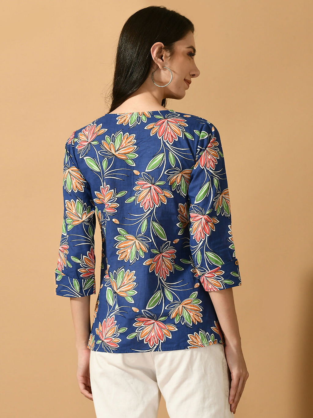 Myshka Women's Blue Printed Party Top | Grocsy