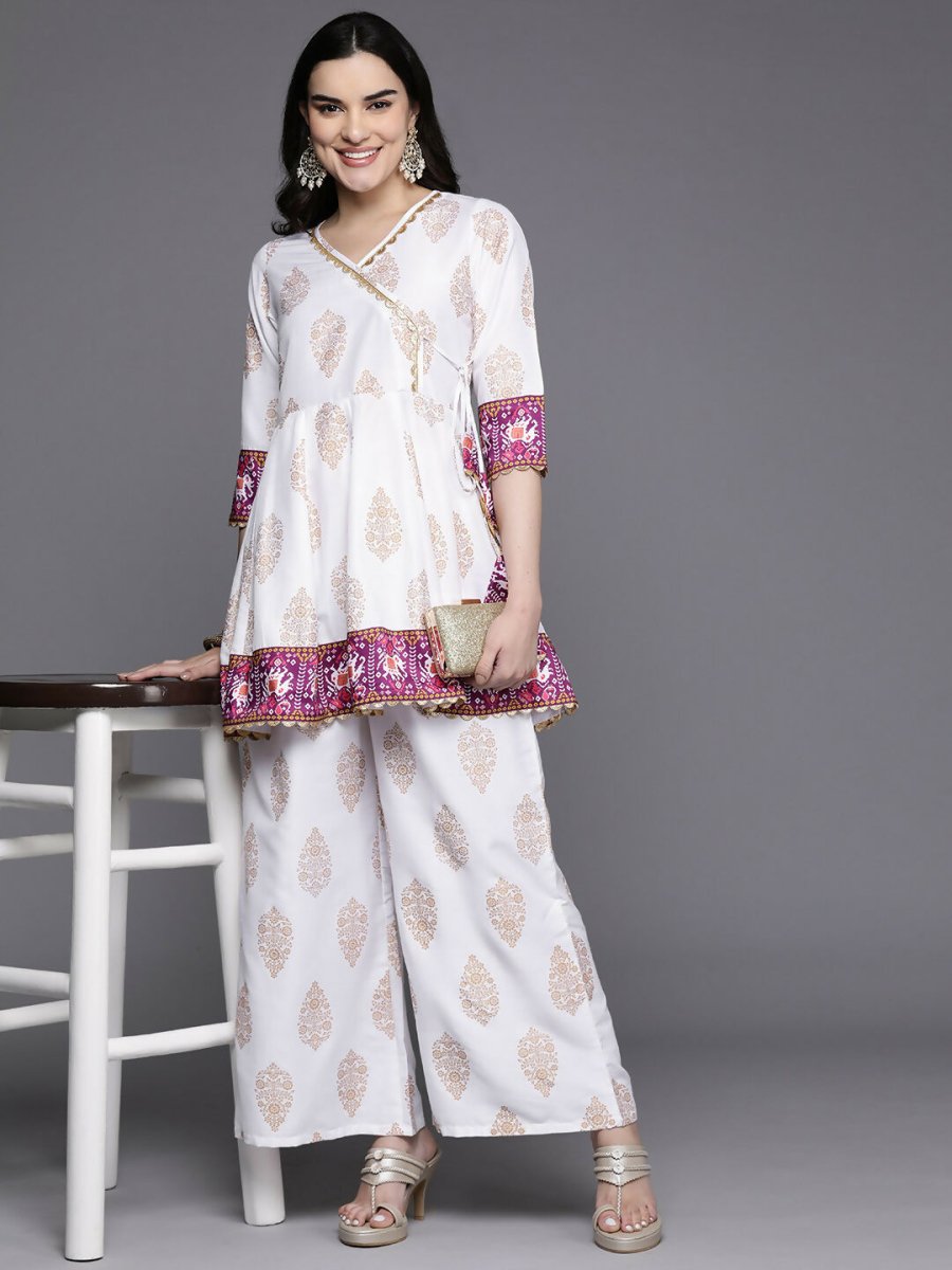 Ahalyaa Women's Traditional Wear Co-ods - White | Grocsy