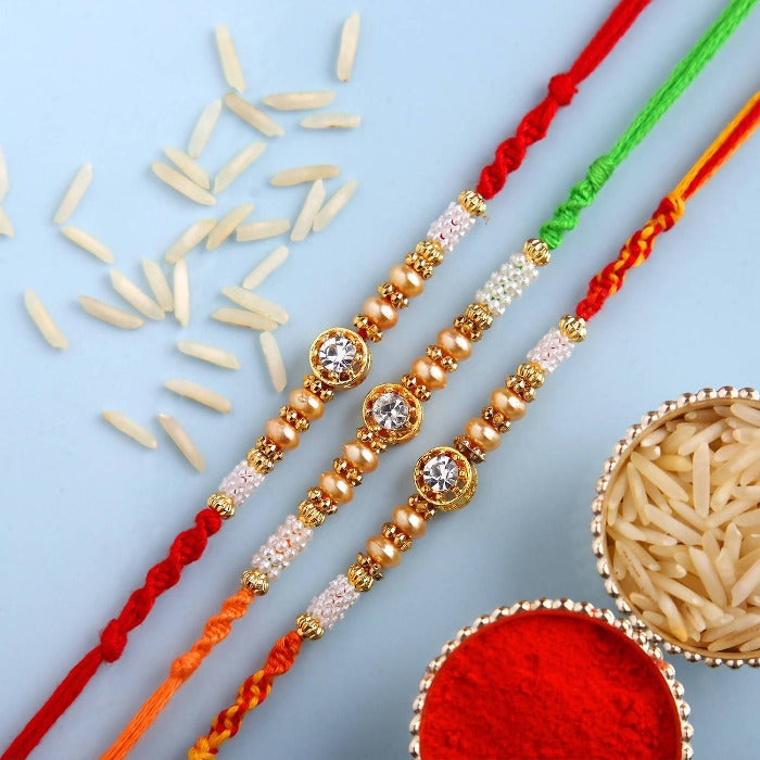 Set of 3 Pearl Rakhi & Dry Fruits Jars | Grocsy