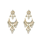 Nuyug 22K Gold Plated Crescent Kundan Drop Pearl Chandbali Earrings | Grocsy