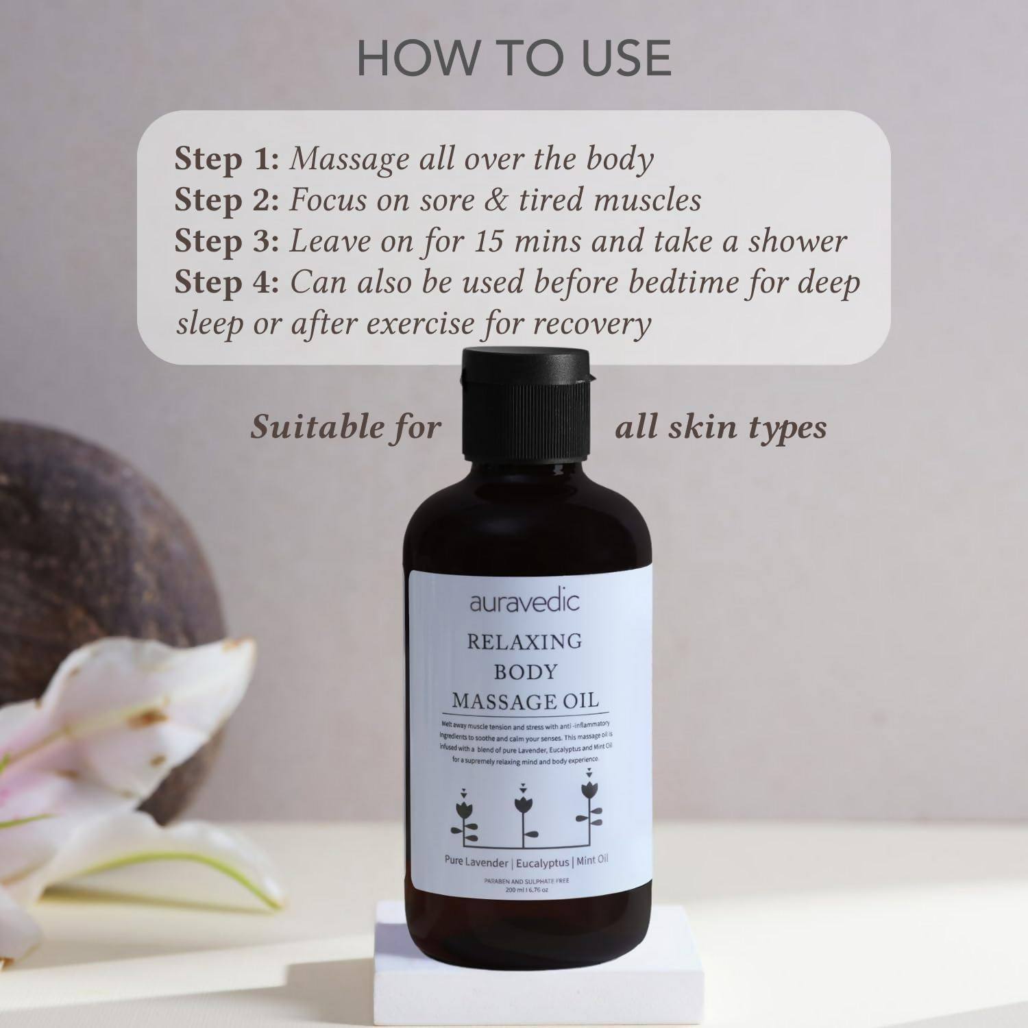 Auravedic Relaxing Body Massage Oil | Grocsy