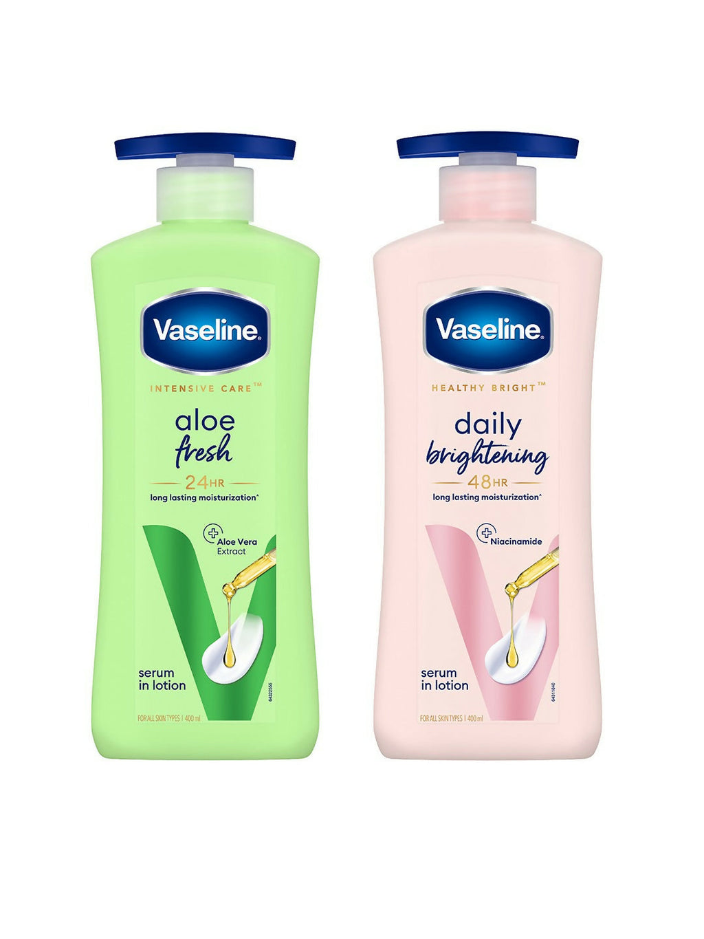 Vaseline Aloe Fresh & Daily Brightening Body Lotions Combo | Grocsy