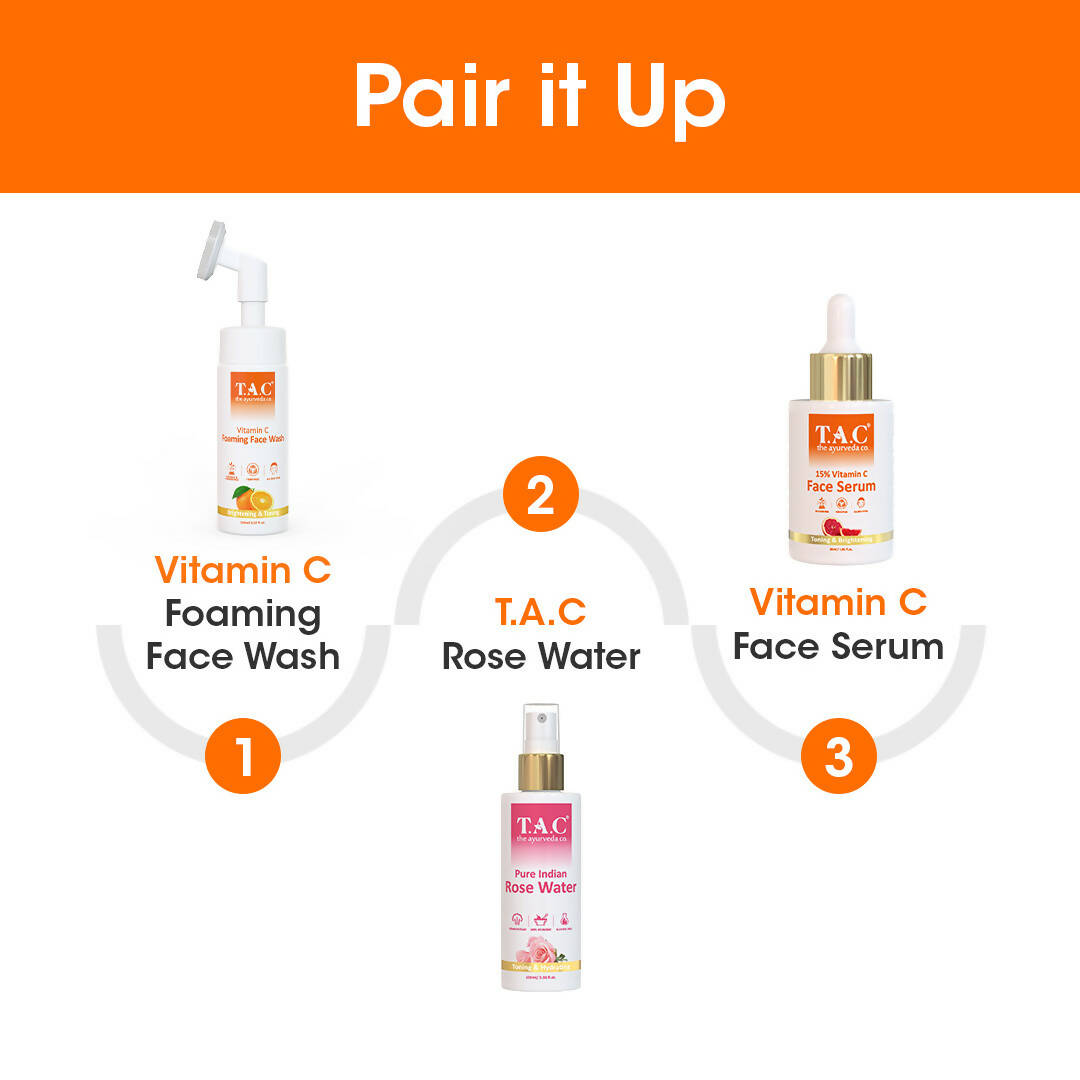 TAC - The Ayurveda Co. Vitamin C Foaming Face Wash for Face Brightening, Clean & Glowing Skin for Women & Men | Grocsy
