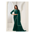 Green Crepe Satin Silk Handwork Saree with Unstitched Blouse - Norita Saanjh | Grocsy