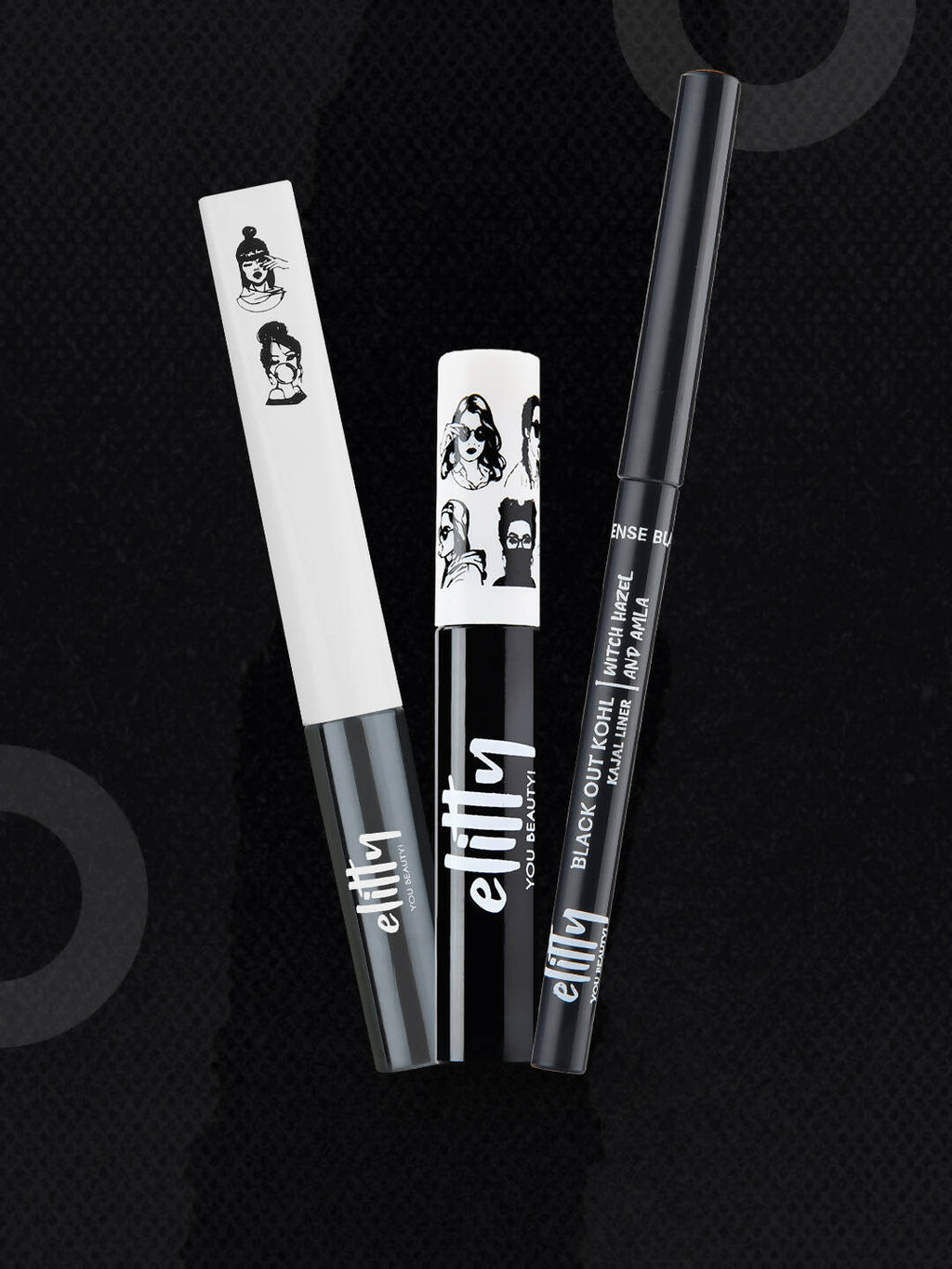 Elitty Eye Gotta Feeling Ultimate Black 3 in 1 Eyeliner, Kajal, Mascara Combo | Grocsy