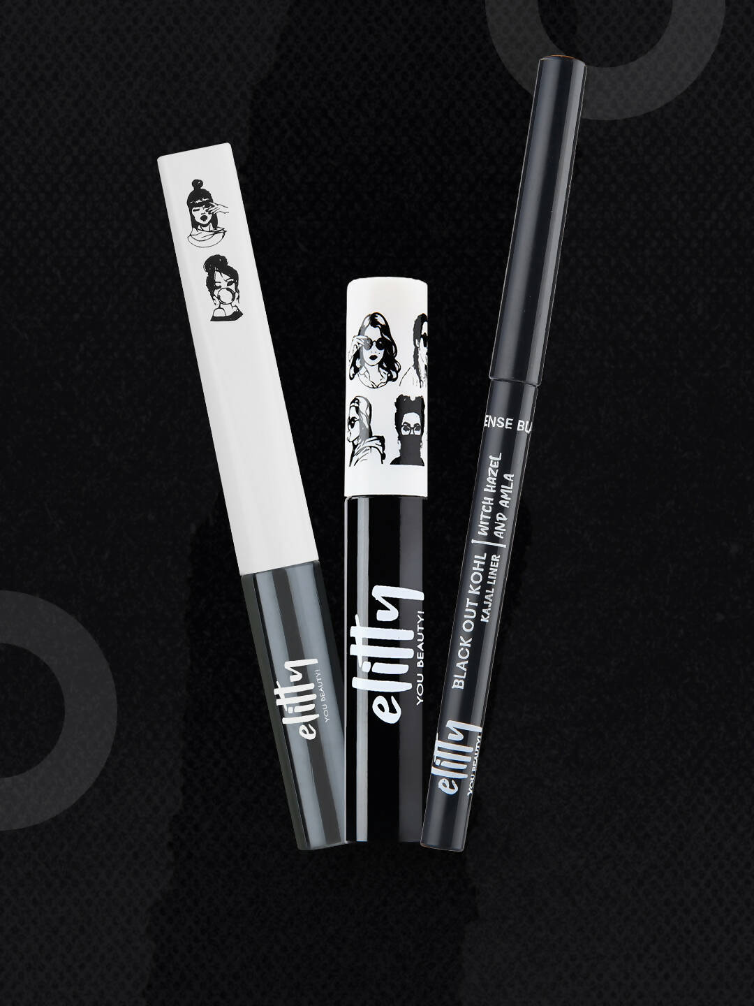 Elitty Eye Gotta Feeling Ultimate Black 3 in 1 Eyeliner, Kajal, Mascara Combo | Grocsy
