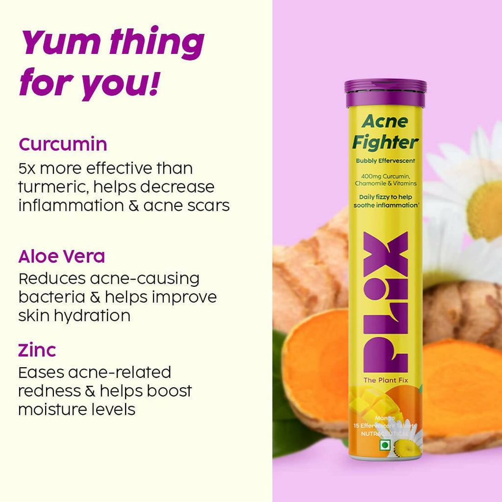 PLIX The Plant Fix Acne Fighter Effervescent Tablets - Mango | Grocsy