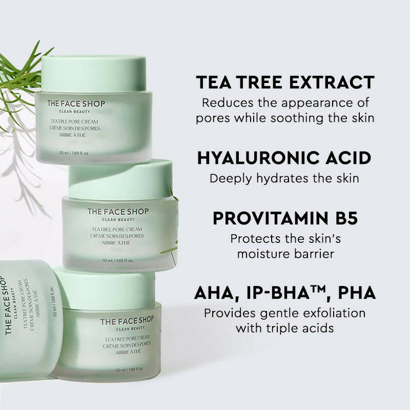 The Face Shop Tea Tree Pore Cream For Oily & Acne Prone Skin - Korean Skincare | Grocsy