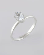 VOJ white CZ-detail Stainless Steel Cubic Zirconia Silver Plated adjustable finger Ring | Grocsy