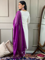 Partywear Designer Ryon Slub Black Stitched Suit With Dupatta - Tanisha | Grocsy