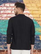 Even Apparels Men's Pure Cotton Black Kurta | Grocsy