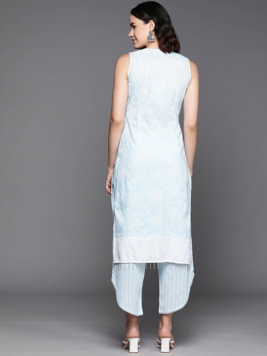 Ahalyaa Women's Traditional Wea Kurta Set - Aqua | Grocsy