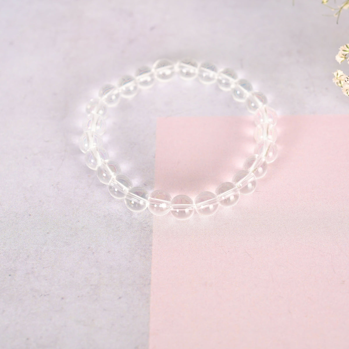 NVR Men & Women Transparent Beaded Elasticated Bracelet | Grocsy