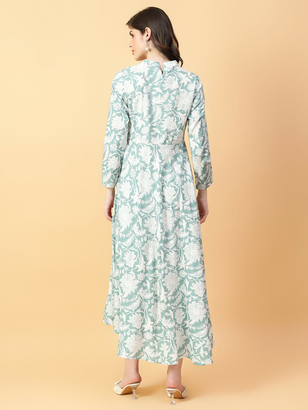 Joban Fashion Green Cotton Printed & Hand Work Dress | Grocsy
