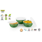 Urban Chef Mixing Bowl Set of 3 Stainless Steel - Green | Grocsy