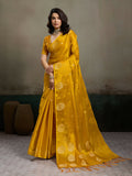 Shree Shyam Fashion Mustard Yellow Tissue Silk Saree | Grocsy