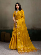 Shree Shyam Fashion Mustard Yellow Tissue Silk Saree | Grocsy