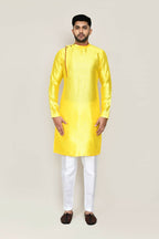Joban Fashion Yellow Colored Jacquard Silk Fabric Kurta With Straight Fit Pant | Grocsy