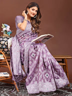 Shree Shyam Fashion Pankhuri Purple Linen Cotton Saree | Grocsy