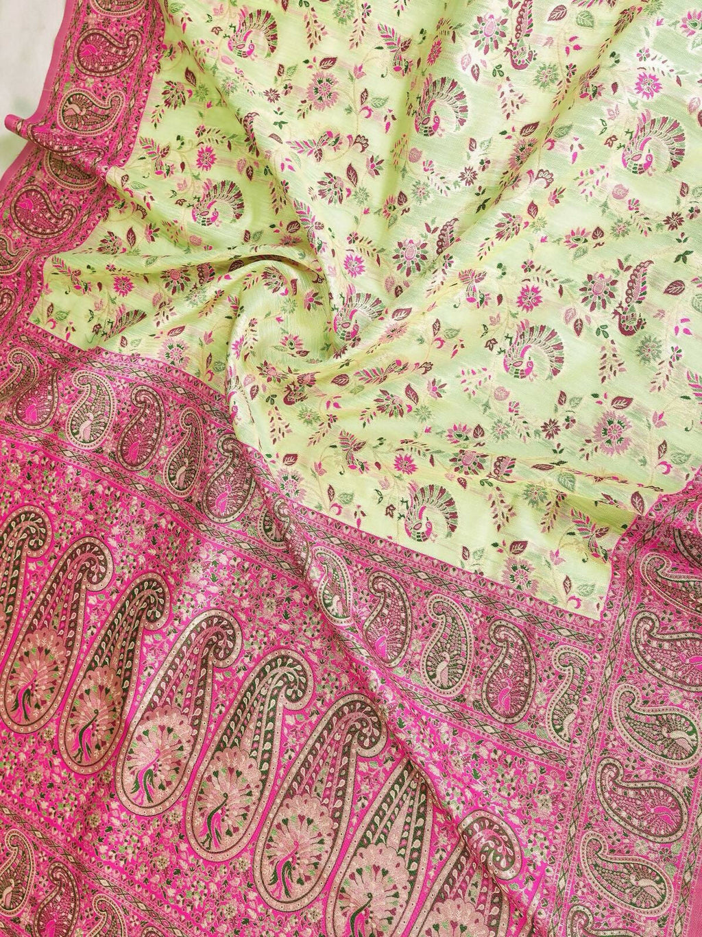 Teeya Creation New Latest Trendy Wedding Wear Pashmina Silk Saree-Yellow | Grocsy