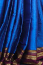 Very Much Indian Handloom Cotton Viscose Ilkal Saree - Royal Blue | Grocsy