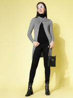 Women Self Design Long Grey Acrylic Winter Shrug - Wool Trees | Grocsy
