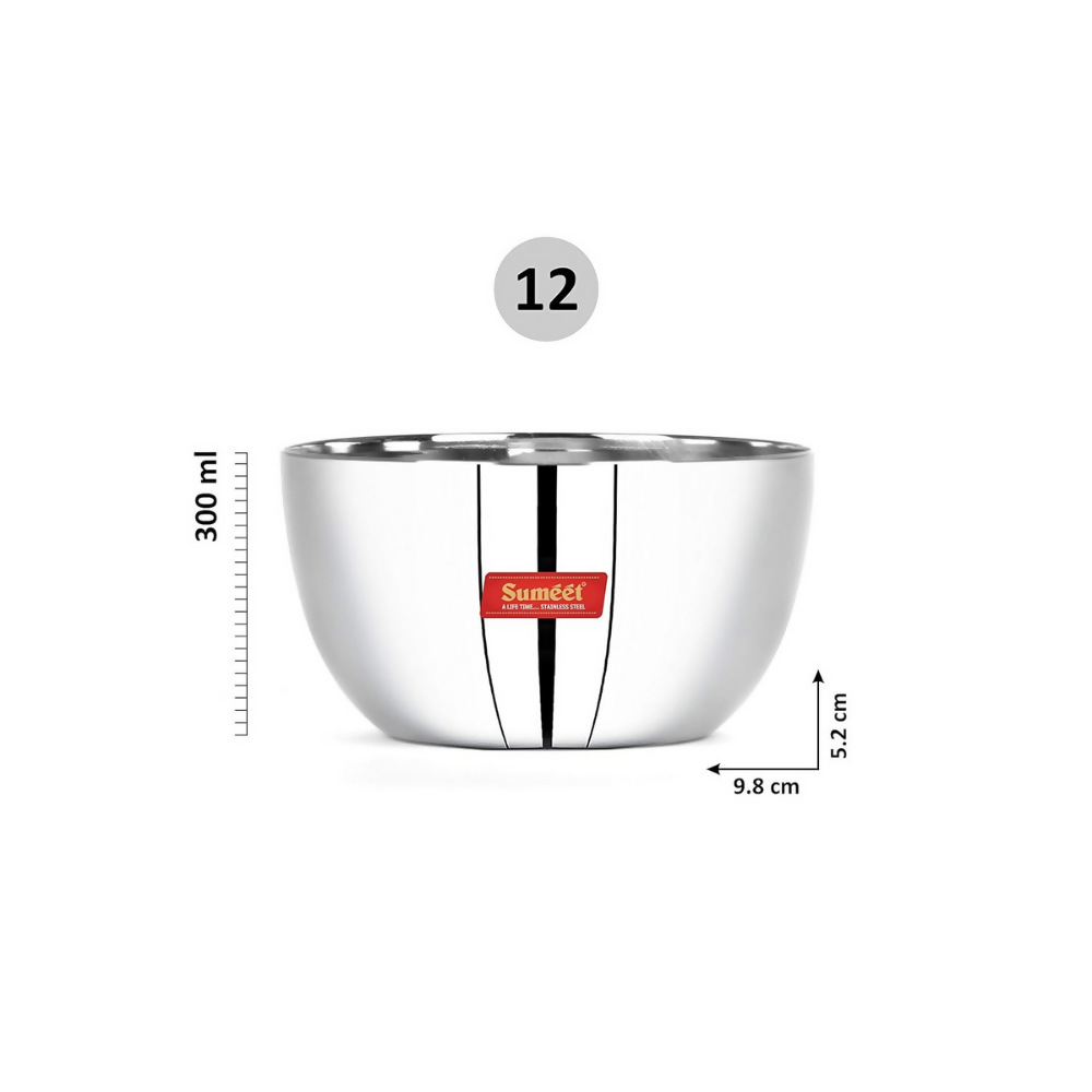 Sumeet Stainless Steel Big Apple Bowl - 9.8cm | Grocsy