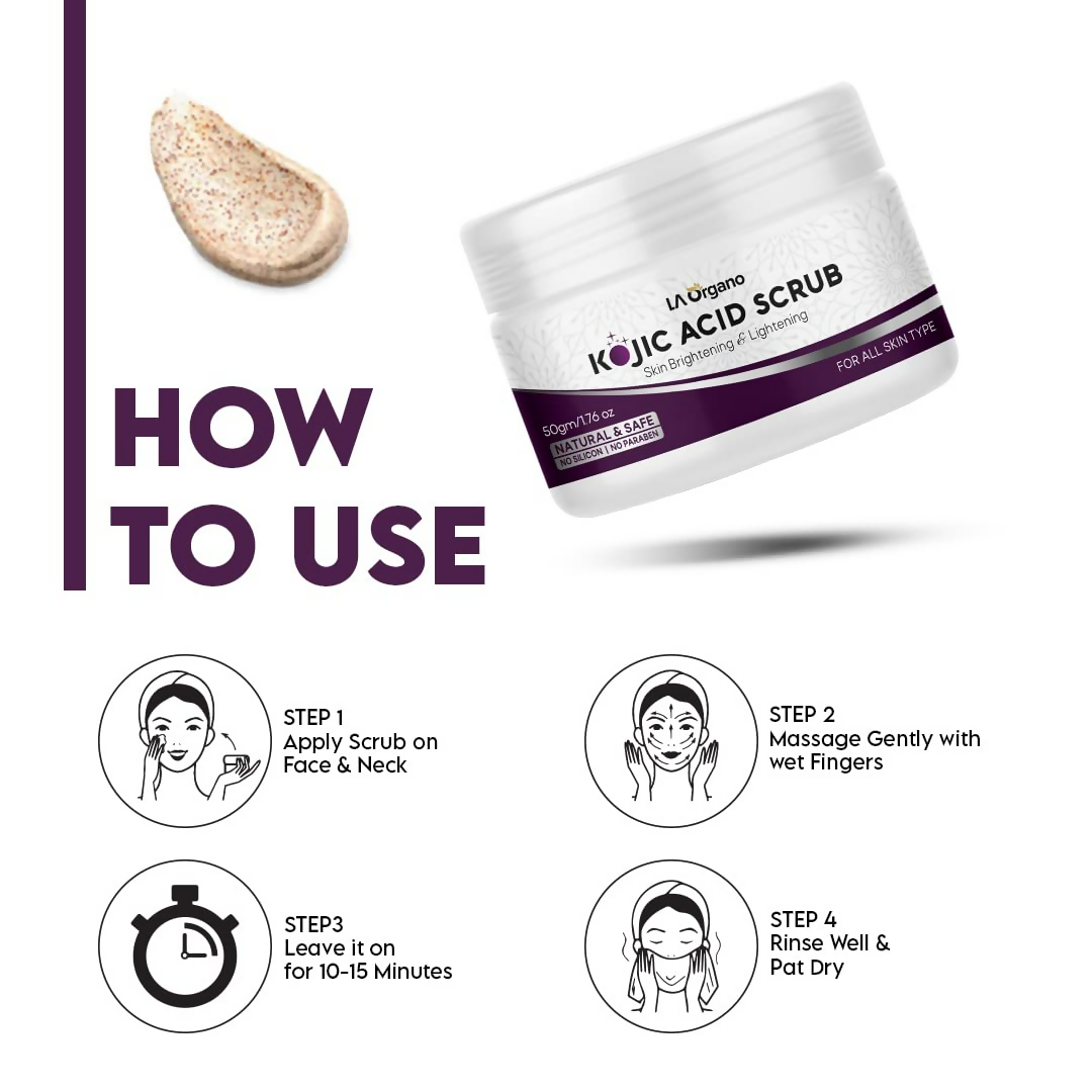 LA Organo 1% Kojic Acid Skin Lightening & Brightening Face & Body Scrub | Grocsy