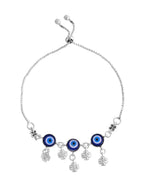 VOJ Set Of 2 Silver Plated Evil Eye Handcrafted Anklets | Grocsy