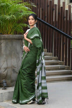 Beatitude Green Cotton Handloom Saree | Grocsy