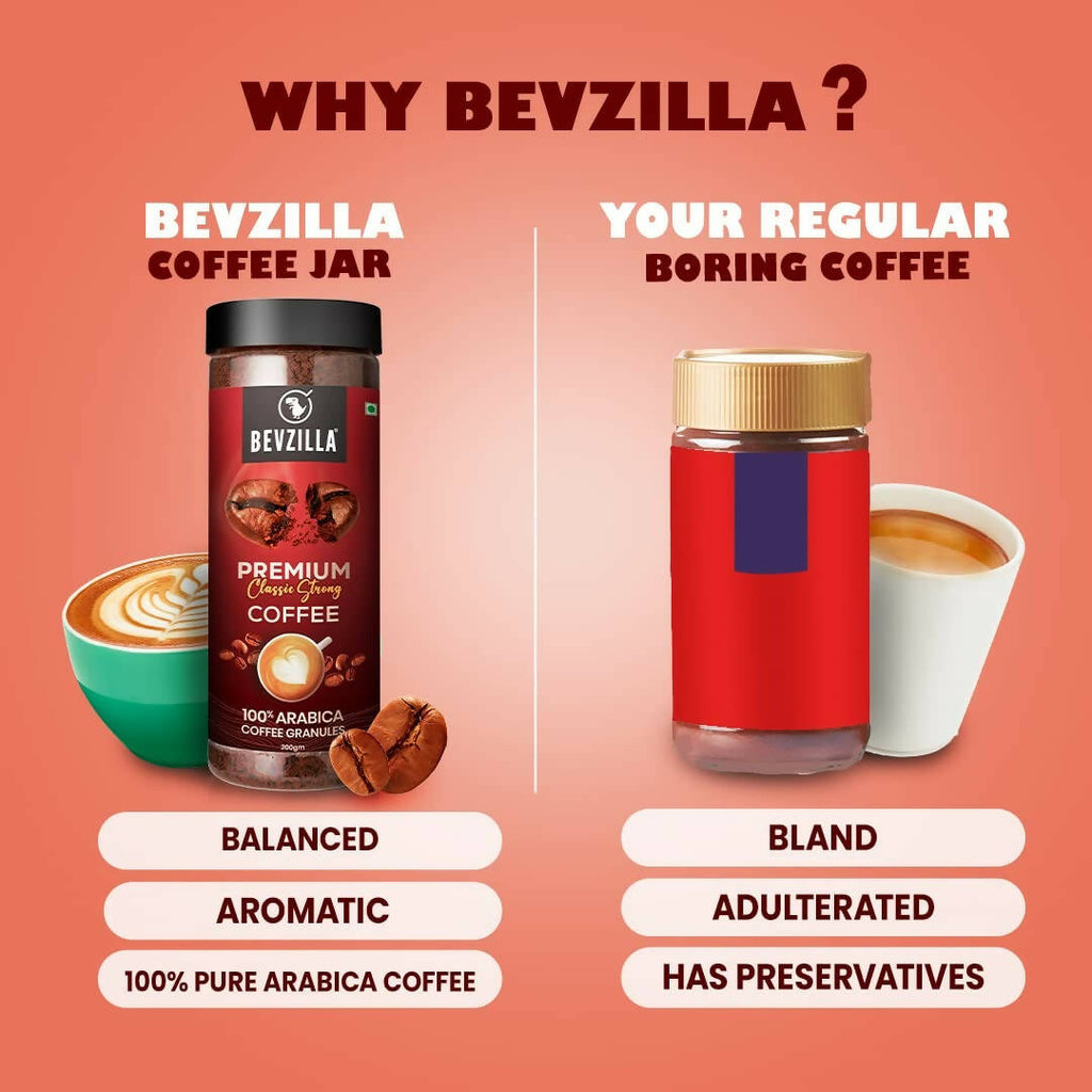 Bevzilla 100% Arabica Instant Classic Strong Coffee Powder | Grocsy
