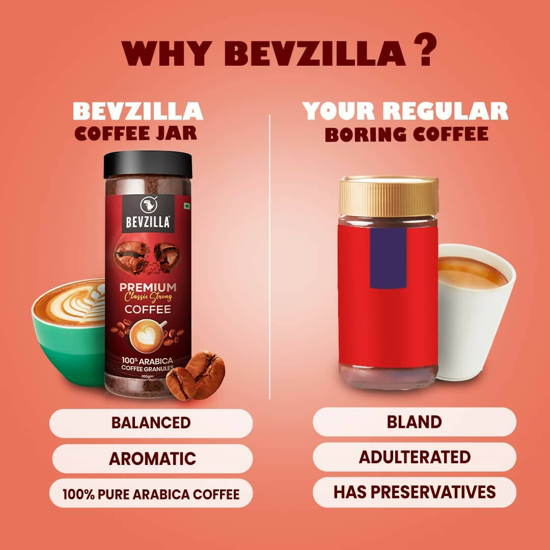 Bevzilla 100% Arabica Instant Classic Strong Coffee Powder | Grocsy
