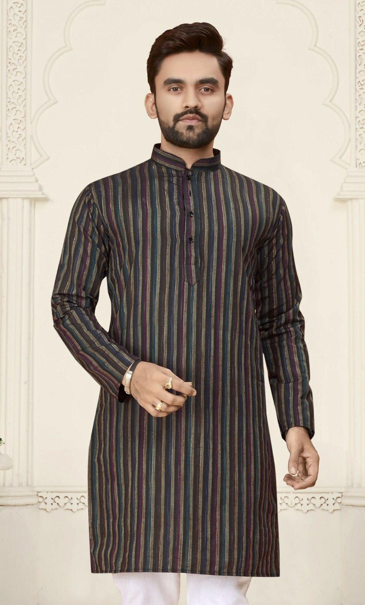 Anaita Black Jacquard Linen Cotton Straight Kurta | Grocsy